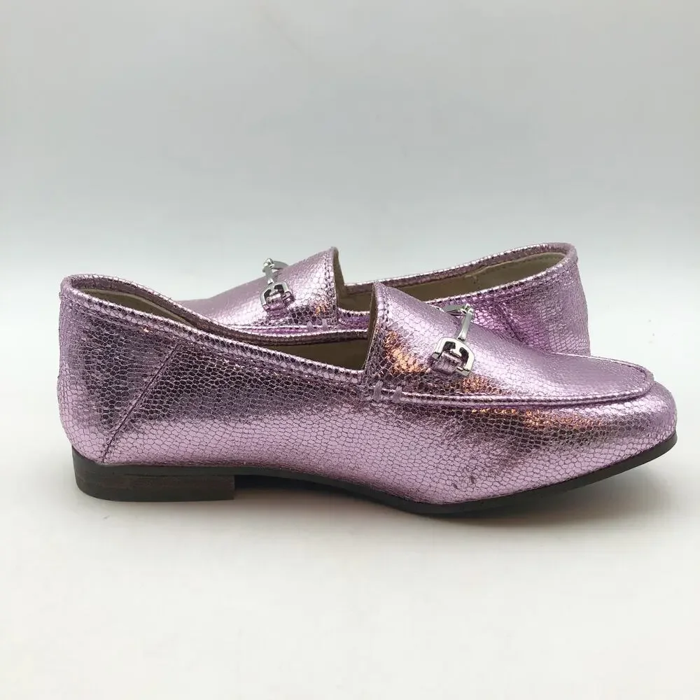 Sam Edelman Girls Loraine Slip On Loafers Kids Size 12 Metallic Lilac Purple NIB
